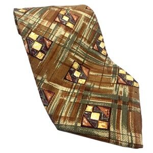 Vintage POLO RALPH LAUREN tie Plum Green brown Stripe geometric Silk USA Made